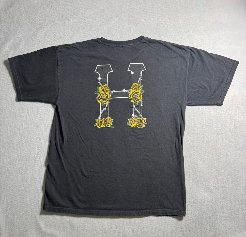 HUF Roses Barbed Wire Logo 2 Sided T-shirt Size Large